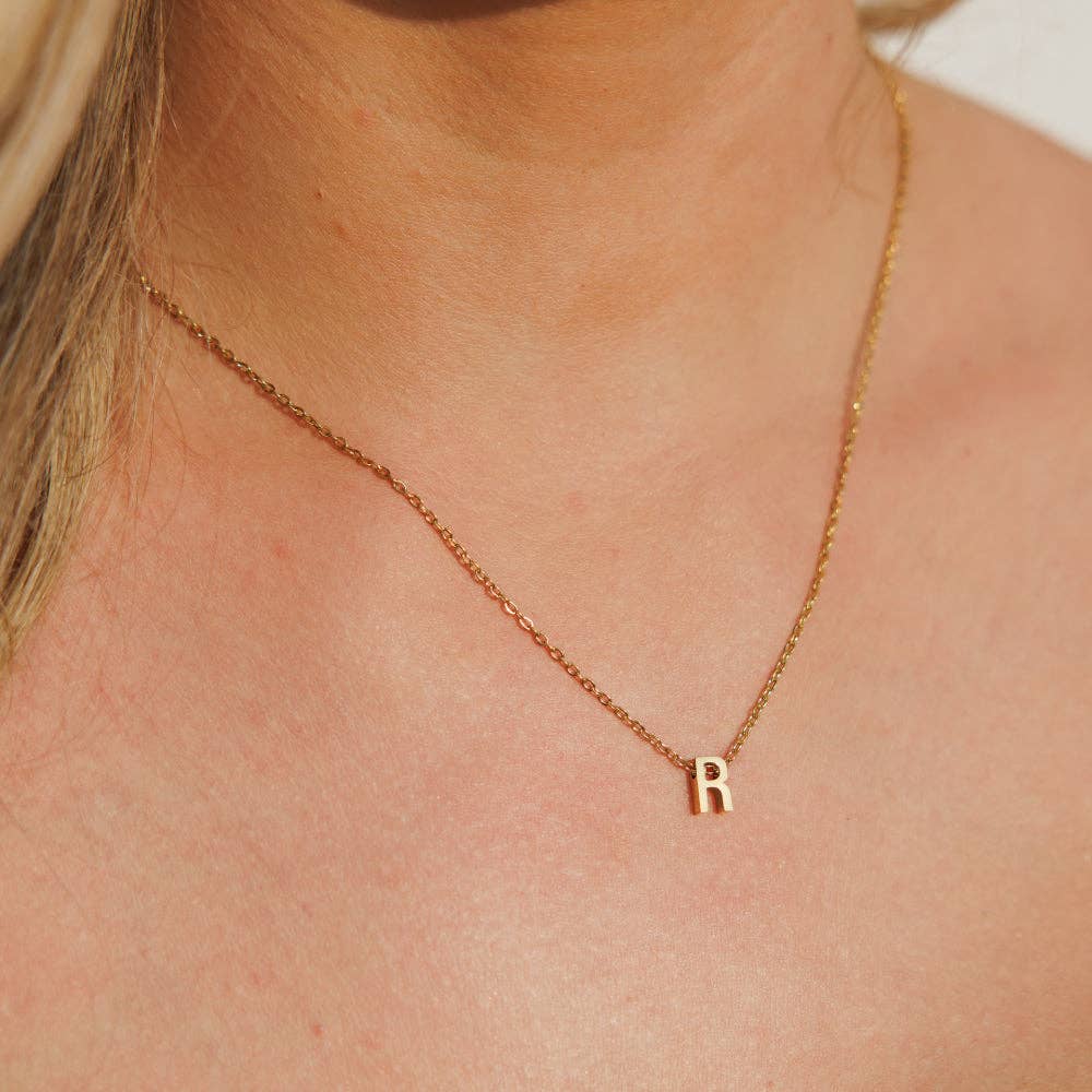 personalised initial necklace gold R