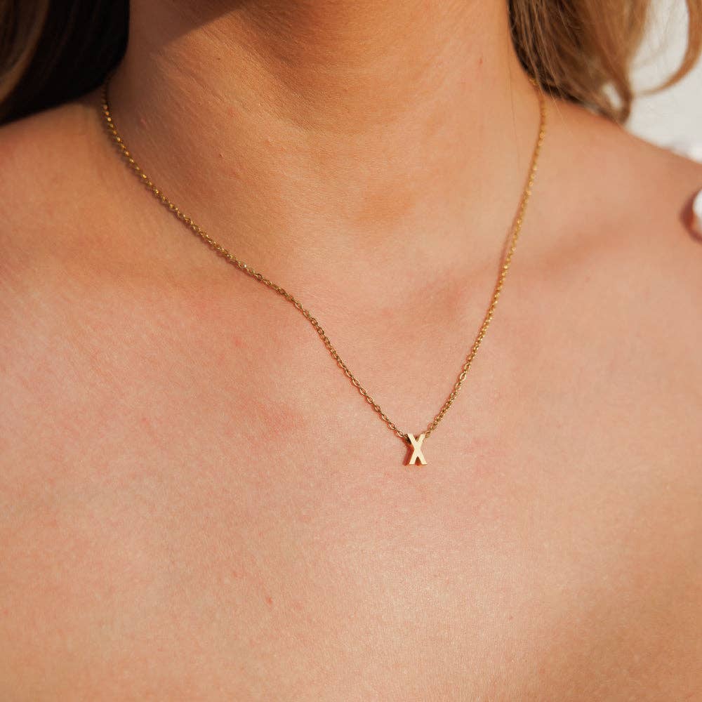 personalised initial necklace gold X